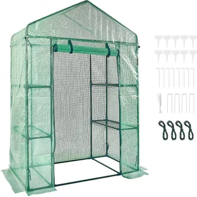 Produktbild von Foliengewächshaus 141x74,5x205cm - Tomatengewächshaus - 15kg Tragfähigkeit - Treibhaus - Gartenhaus - Frühbeet - PE-Material - Stahlrohr - Tomatenhaus - Gemüse Gewächshaus - 4 Regale - Pflanzenhaus