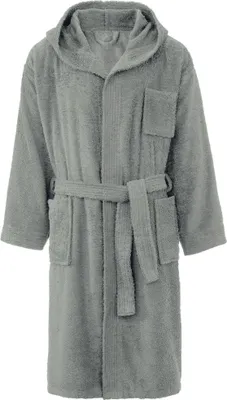 Produktbild von Borkum Bademantel XXL grau Baumwolle Frottee 400g/m² Kapuze Herren