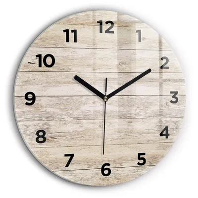 Produktbild von Wallfluent Große Wanduhr – Stilles Quarzuhrwerk - Uhr Dekoration Wohnzimmer Schlafzimmer Küche - Zifferblatt - schwarze Zeiger - 60 cm - Holztafeln
