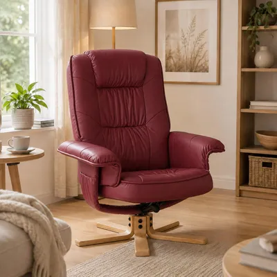 Productafbeelding van Relaxfauteuil, tv-fauteuil, fauteuil zonder voetenbank, model M56, kunstleer, -gecertificeerd, kleur: bordeaux