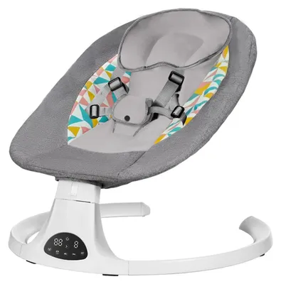 Produktbild von ZELURXX Elektrische Babywiege, 5 Schaukelstufen, 3 Timer, Moskitonetz, Fernbedienung, Musik, faltbar, 0–9 Monate, bis 9 kg, Grau