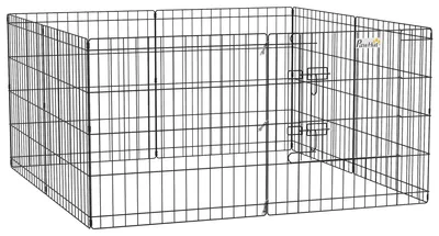 Productafbeelding van PawHut Puppyren, 61 cm hoog, 8-delig, zelfbouwsysteem voor een puppyren met slot, van metaal