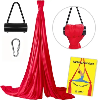 Produktbild von Diabolo-Tuch Luftakrobatik 6 m rot mit Weib-Wandmontagematerial – & 100 % Polyester für Kinder, Anfänger & Profis | 160 cm breites Tuch Akrobatik