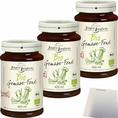 Produktbild von Jürgen Langbein  Gemüse-Fond 3er Pack (3x400ml Glas) + usy Block