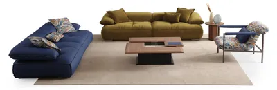 Produktbild von Edle Wohnzimmer Garnitur Moderne Stoffsofas Ledercouch Couchtisch