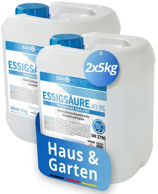 Produktbild von Nanoprotect Essigsäure Klimaneutral - 10 kg | 49,9% | Nachhaltig und CO2 neutral | Ideal als Reiniger und Entkalker | Für Haus und Garten