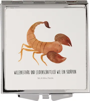 Produktbild von Mr. & Mrs. Panda Schminkspiegel klein Sternzeichen Skorpion - Weiß - Geschenk, Frauen Spiegel, Kosmetikspiegel, Mini, Oktober, Taschenspiegel, Geburtstag November