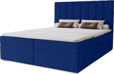 Produktbild von Hotel-Doppelbett 200x200 GRETNA – Dunkelblau + GRATIS Matratzenauflage
