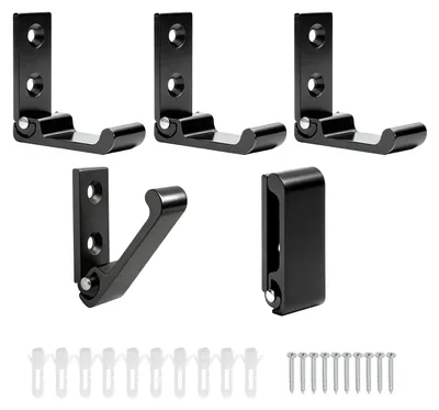 Klappbare Wandhaken, 5 Stück, Aluminium, schwarz, 90° einklappbar