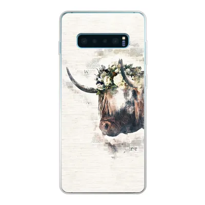 Produktbild von MuchoWow® Handyhülle Schutzhülle Hülle für Samsung Galaxy S10 Lite Schottischer Highlander - Rauch - Blumen Silikon Softcase Handy Hülle - Schutz
