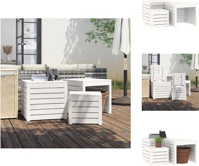 Obrázek produktu pro vidaXL 3dílná sada zahradních boxů bílá masivní borovice - Zahradní boxy