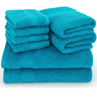 Produktbild von Textilschmied 8tlg. Handtuch Set Deluxe mit Aufhängeschlaufe 100% Baumwolle 450 Gramm Frottee, Weich, Towel, 4 Gästetücher 2 Badetücher 2 Handtücher
