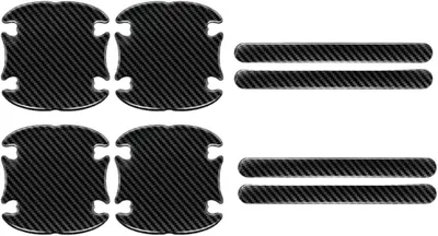 Produktbild von Auto Türgriff Schutzfolie, 4 Stück Selbstklebende Folien, Kratzfest, Carbon Fiber, Schwarz
