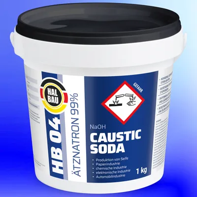 Produktbild von 1kg HB04 Ätznatron, kaustisches Soda NaOH, Natriumhydroxid EIMER