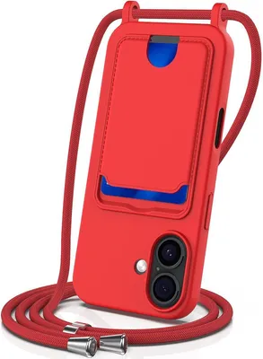 Produktbild von Mobigear Lanyard Card iPhone 17 – Silikon-Handykette mit Kartenhalter – Rot