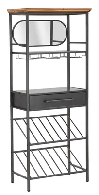 Immagine prodotto di Armadietto in metallo nero con cassetto e portabottiglie