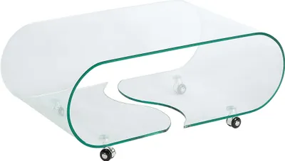 Produktbild von Extravaganter Glas Couchtisch FANTOME 90cm transparent Sofatisch Beistelltisch Wohnzimmertisch