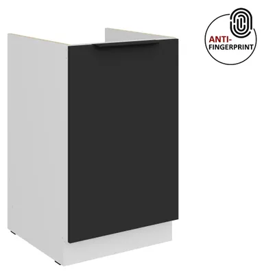 Produktbild von Küchen Spülenunterschrank 50 cm Küche ARIA Schwarz ultra matt + Weiss matt, hochwertige Fronten mit Anti Fingerprint Beschichtung Küchenzeile Küchenblock