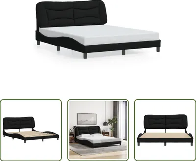 Produktbild von The Living Store Bettgestell mit Kopfteil Schwarz 160x200 cm Stoff