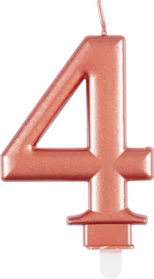 Produktbild von Roségold Metallic Kerze Zahl 4