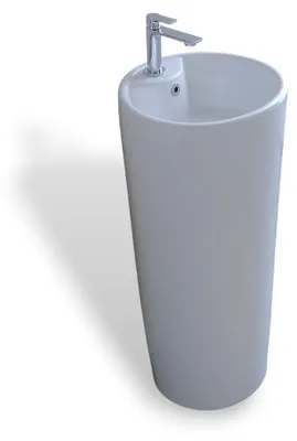 Immagine prodotto di Lavabo lavandino tondo in Vetroceramica bianca lucida 40xH83 cm