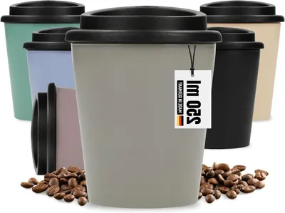 Productafbeelding van Koffiebeker voor onderweg - Herbruikbare beker - Milieubewust genieten - BPA-vrij materiaal - 250 ml - Hazelnoot