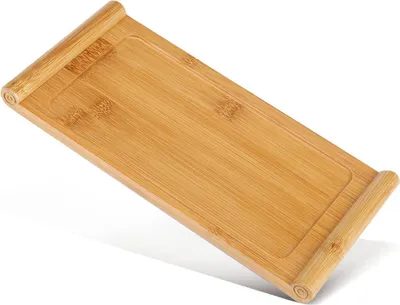 Produktbild von Rechteckiges Bambus-Tablett mit Griffen - Frühstückstablett aus Holz zum Essen und Aufbewahren - Schlafzimmer Küche Wohnzimmer Badezimmer.