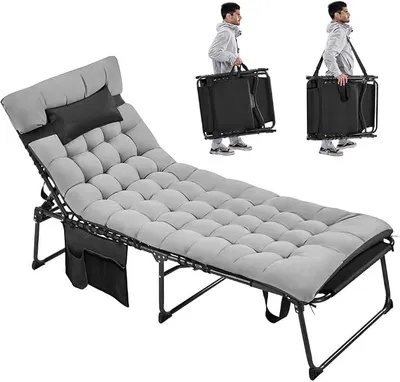 Imagen del producto de Silla de jardín plegable con colchón y respaldo ajustable