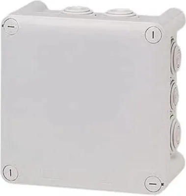 Obrázok produktu pre Štvorcová sivá vodotesná odbočková skrinka 130 x 130 x 74 mm s 1–4 otočnými uzávermi