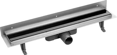 Zdjęcie produktu dla Czarny Odpływ Liniowy Basso Przyścienny 80 cm - Stal Nierdzewna, 10 Lat Gwarancji, Wysoka Przepustowość 56 l/min