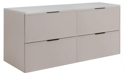 Zdjęcie produktu dla Szafka Łazienkowa Wisząca Stojąca Pod Umywalkę 160 Cm Kaszmir Blat Biały
