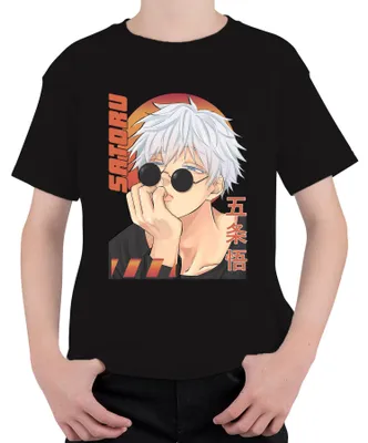 Produktbild von Gojo Satoru Jujutsu Kaisen Anime Sonnenbrille Weißhaar Geschenk Kinder T-Shirt, Schwarz, 128