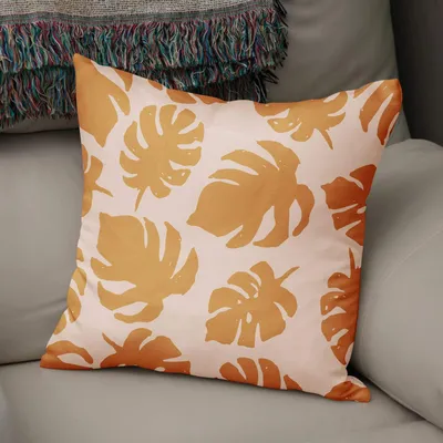 Kissenhülle 43x43 cm Orange-Cremeweiß, Polycotton, Reißverschluss