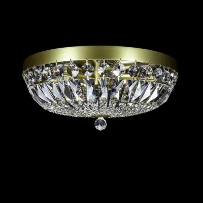 Produktbild von Casa Padrino Luxus Barock Kristall Deckenleuchte Silber Ø 40 x H. 17 cm - Prunkvolle Messing Deckenleuchte mit böhmischem Kristallglas - Barock Möbel - Edel & Prunkvoll