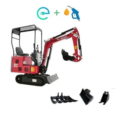 Produktbild von Minibagger mit Benzin und Elektromotor, Schmal, verstellbares Fahrwerk & Schwenkbarer Baggerarm (EBKB810K)