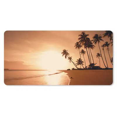 Produktbild von MuchoWow® Schreibtischunterlage Sonnenuntergang - Tropisch - Palme - Strand - Meer 80x40 cm - XXL Mauspad - Gaming Mauspad