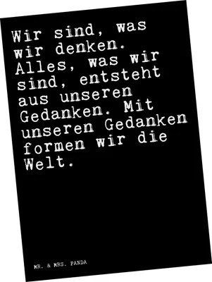Produktbild von Mr. & Mrs. Panda Postkarte Wir sind, was wir... - Schwarz - Geschenk, bildkarte, Weisheit, Ansichtskarte, Spruch Sprüche Weisheiten Zitate Lustig Worte, Postkarten, Zitat