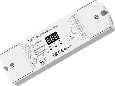 Produktbild von D4-L 4-Kanal DMX512  und  RDM Controller 12-24V DC 5A/Kanal max. 20A für RGBW LED Streifen