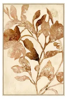 Produktbild von Bild auf Leinwand mit Holzrahmen mit Blättern in Beige und Braun, 60 x 90 x 3,5 cm