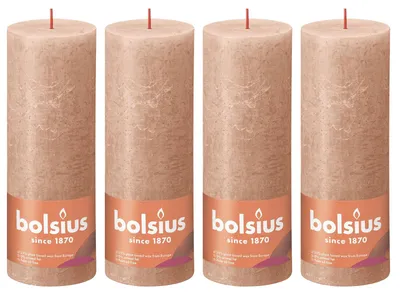 Image de lot de 4 bougies - Hauteur 19 cm - Diamètre 6,8 cm - Rustique - Caramel crémeux