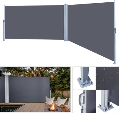 Produktbild von Hengda Doppelseitenmarkise Markisen  Alu Garten Sichtschutz Seitenrollo Sonnenschutz 160 x 600 cm Anthrazit