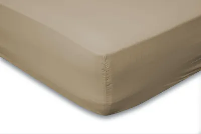 Produktbild von Eleganzzz Spannbetttuch Perkal-Baumwolle – Sand  – 180x210/220  – 35 cm Eckhöhe – kühl & knitterarm