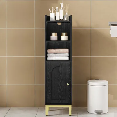 Immagine prodotto di Mobiletto da bagno stretto, dimensioni 20 x 25 x 90 cm, colore nero/oro