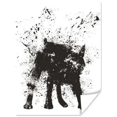 Produktbild von MuchoWow® Poster Hund - Spritzer - Schwarz - Weiß 120x160 cm - Wandbilder