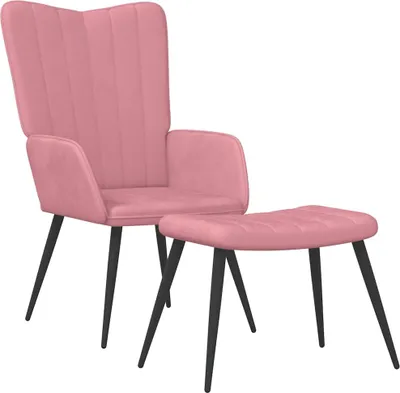 Produktbild von vidaXL Relaxsessel mit Hocker Rosa Samt