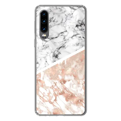 Produktbild von MuchoWow® Handyhülle Schutzhülle Hülle für Huawei P30 Marmor - Rosa - Abstrakt - Luxus Silikon Softcase Handy Hülle - Kartenbesitzer