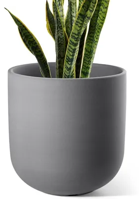 Productafbeelding van Overpotten, keramiek, groot, 25 cm, houtskoolgrijs, met afvoergat