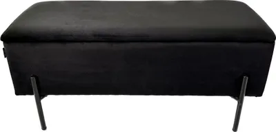Produktbild von Pufa-Truhe Sitz  Velvet 95 cm – Samt-Stuhl mit Stauraum, Schwarz, Glamour Style, für die Halle, einfache Lagerung