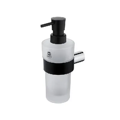 Produktbild von Nimco Nava - Seifenspender mit Halter, schwarz matt / chrom / Milchglas NA 28031W-T-b