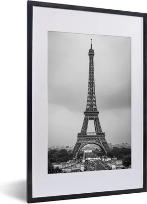 Produktbild von MuchoWow® Gerahmtes Poster Der Eiffelturm 40x60 cm - Poster mit Schwarzem Bilderrahmen Wandposter Rahmen Foto Bilder - Poster in Rahmen